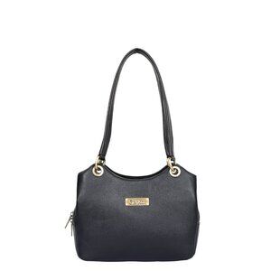Women Genuine Leather Black Top Handle Shoulder Tote Bag Ladies Satchel Handbag